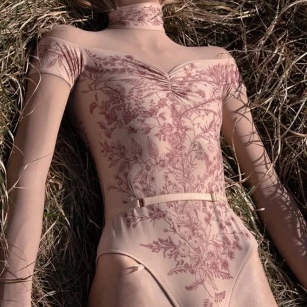 JUST A CORPSE bloomy sweetheart leotard Size S